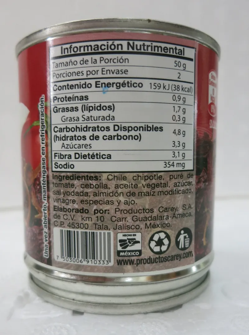 Canned Chipotles in Adobo Sauce, 215g — back